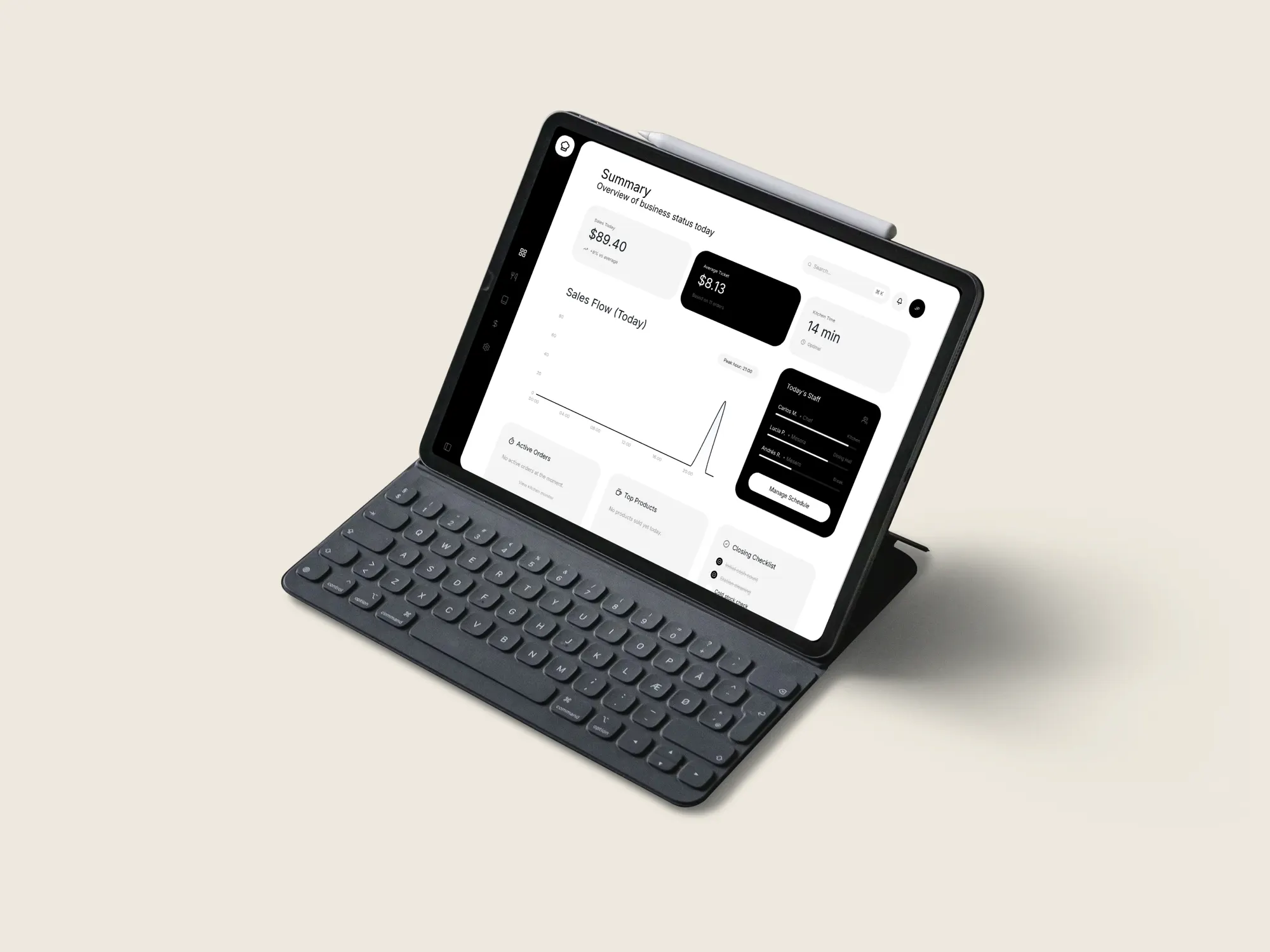 Staff dashboard on iPad