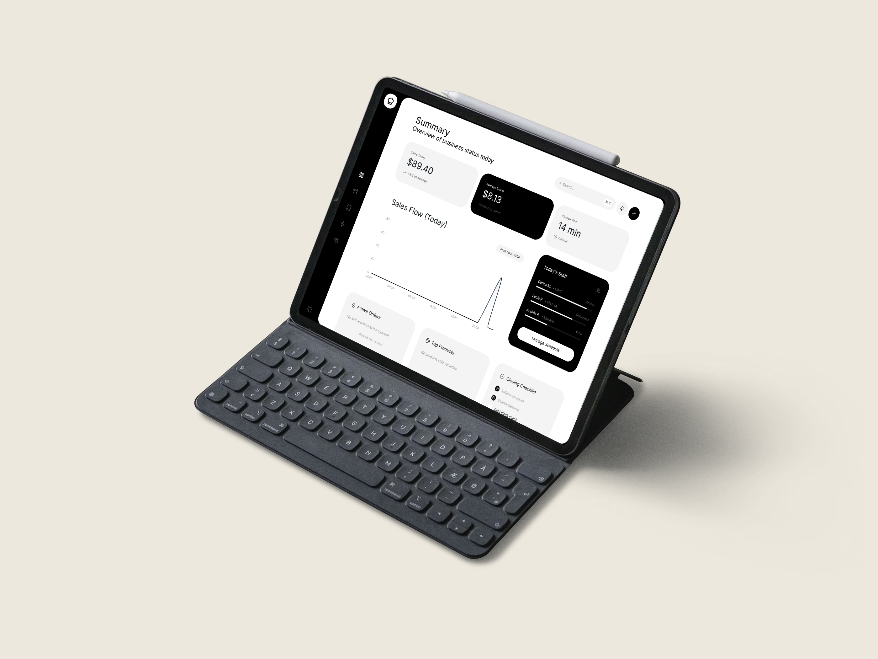 Staff dashboard on iPad